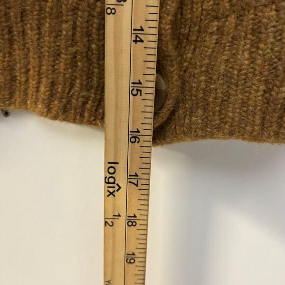 Faherty Cable Knit Baby Alpaca Cropped Brown Cardigan Sweater Women’s Size Large - Picture 5 of 8